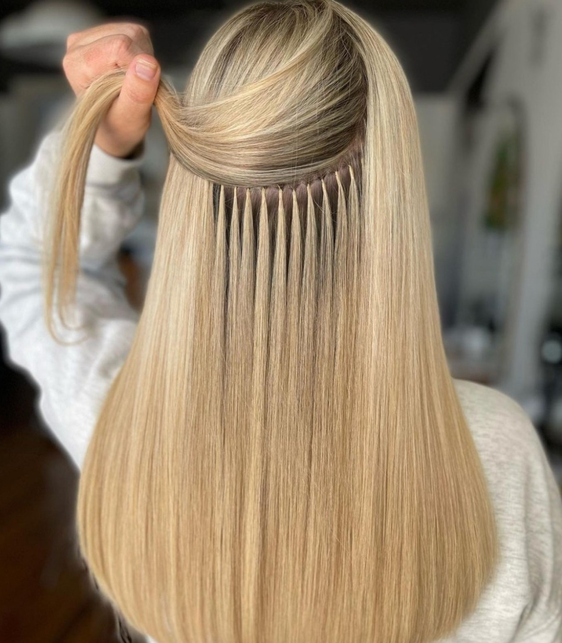 Weft extension application blonde